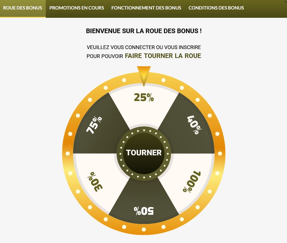 Roue bonus Royal Vincit Casino