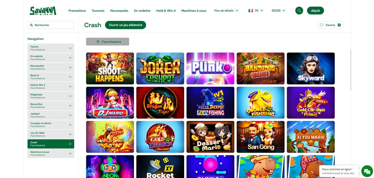 Crash Savanna Wins Casino