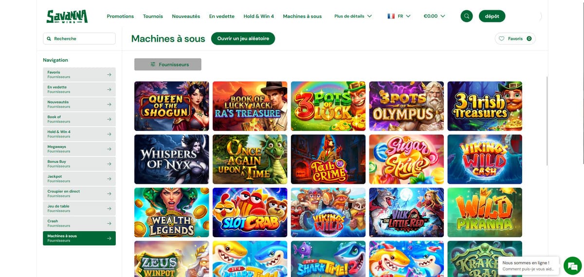 Machines à sous Savanna Wins Casino