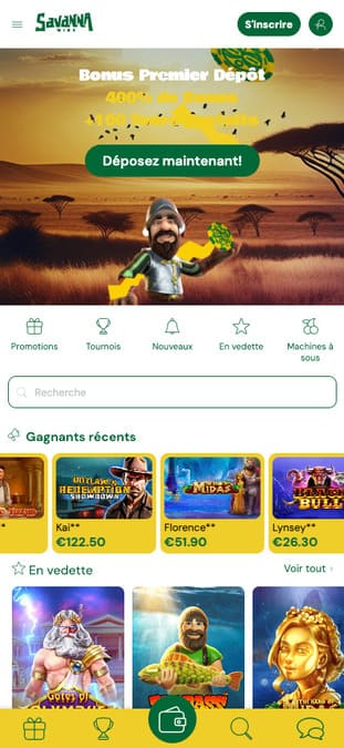 Savanna Wins Casino Application