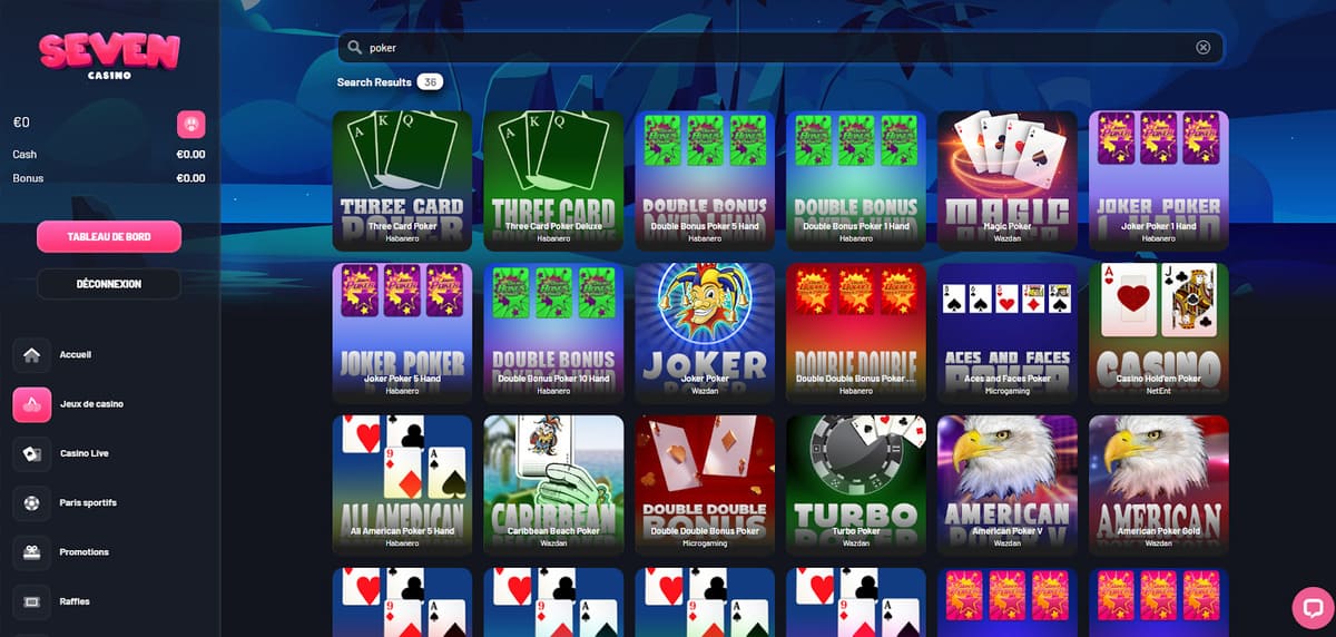 Vidéo poker Seven casino