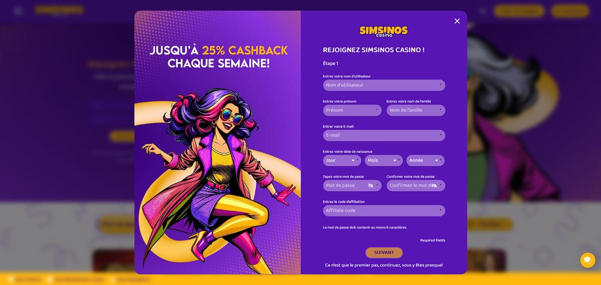 Inscription Simsinos Casino