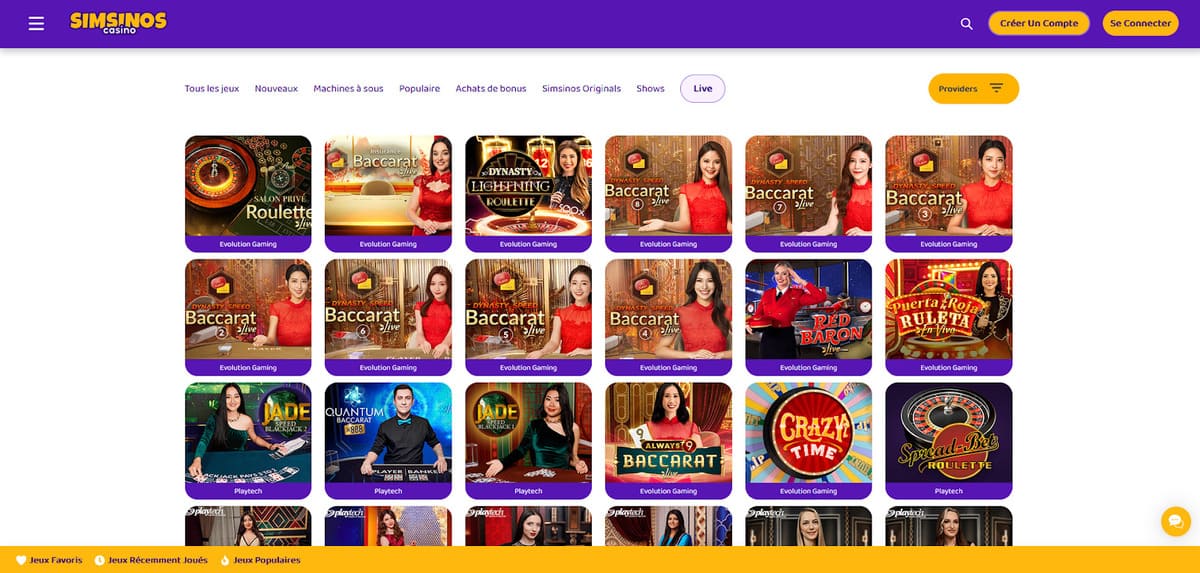 Live Simsinos Casino