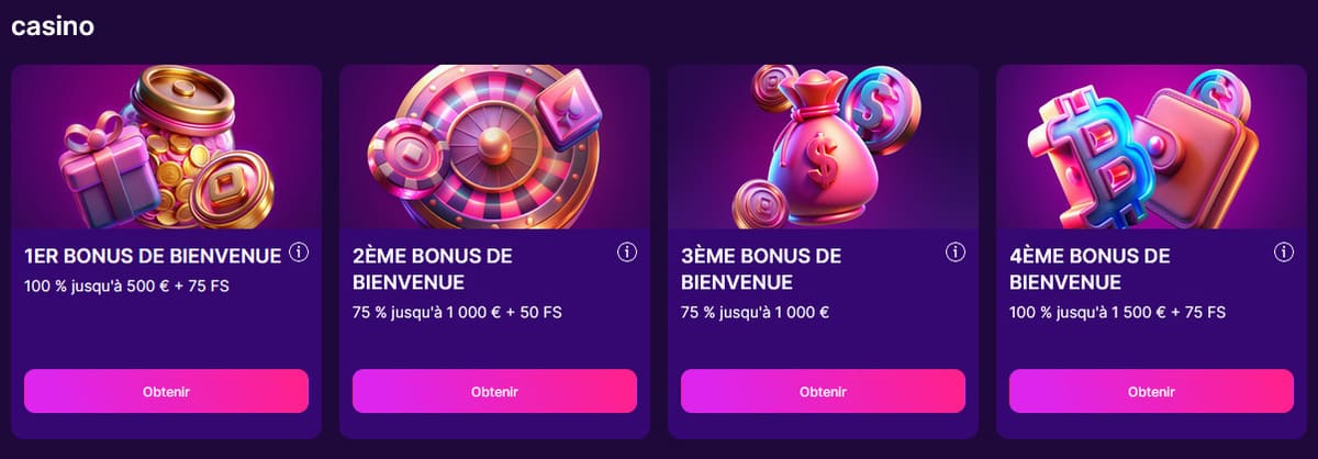 Bonus bienvenue Slotrush Casino