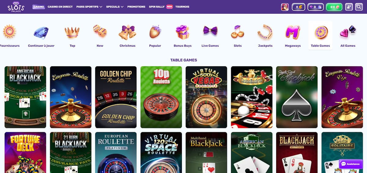 Jeux de table SlotsPalace
