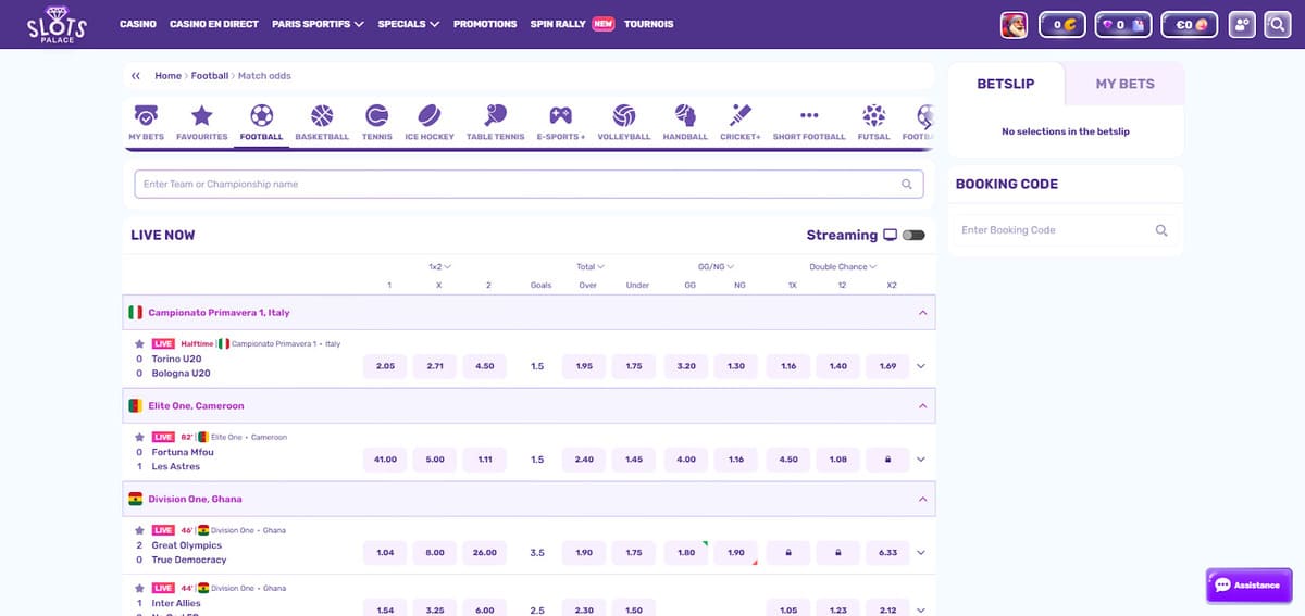 Pari live Slots Palace