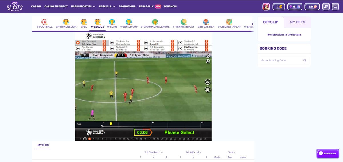 Sports virtuels Slots Palace