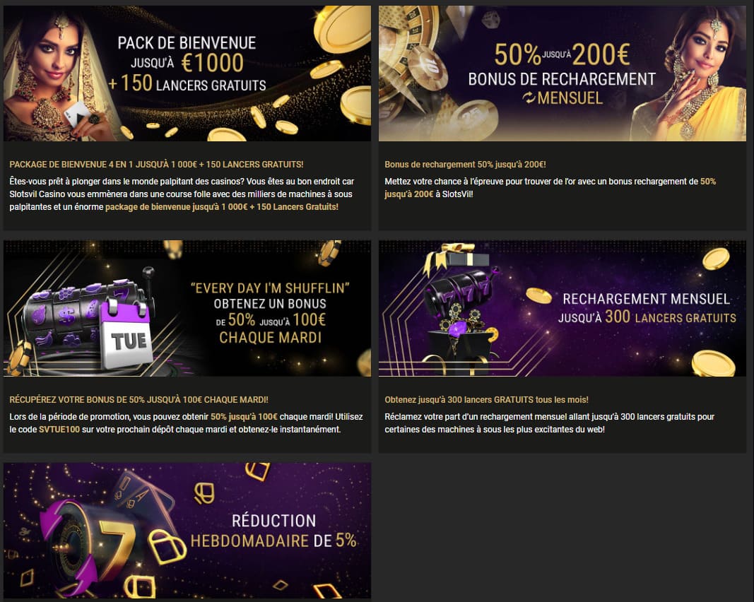 Promotions et bonus casino SlotsVil