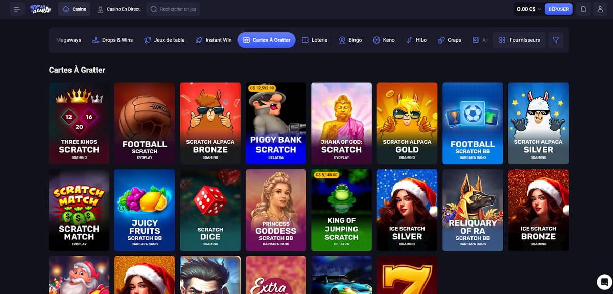 Cartes à gratter Spin Aura Casino