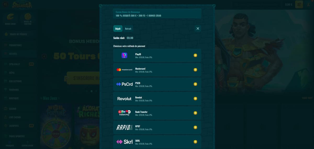 Dépôt Spinanga Casino