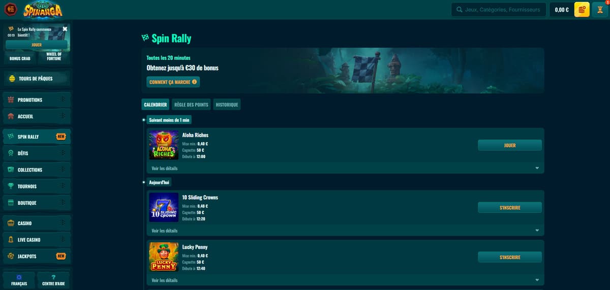 Spin rally Spinanga Casino