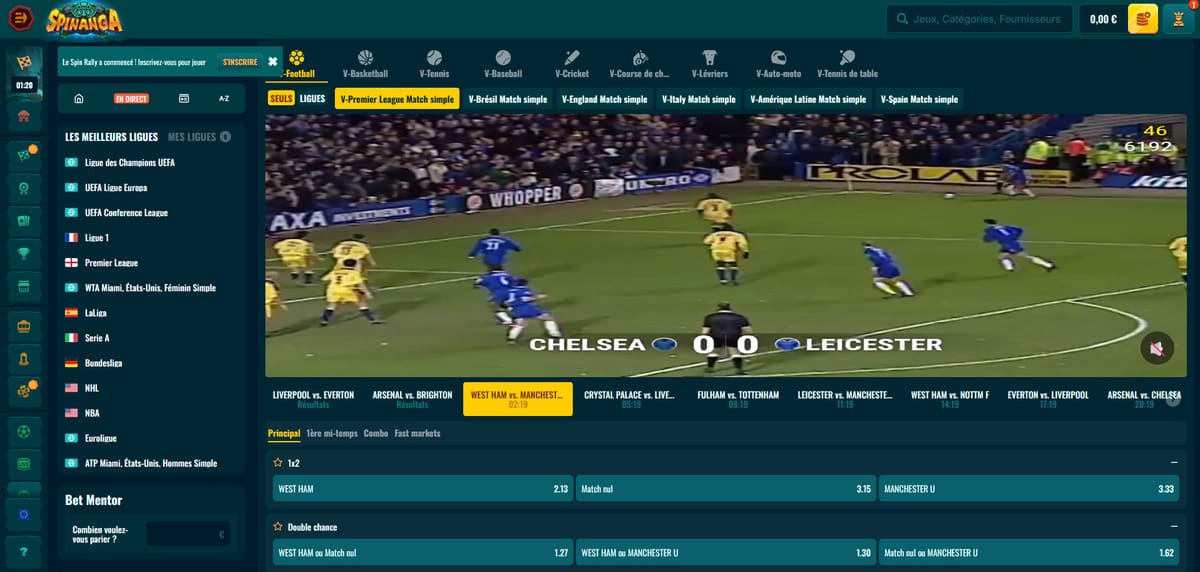 Sports virtuels Spinanga Casino