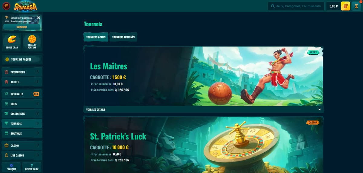 Tournois Spinanga Casino