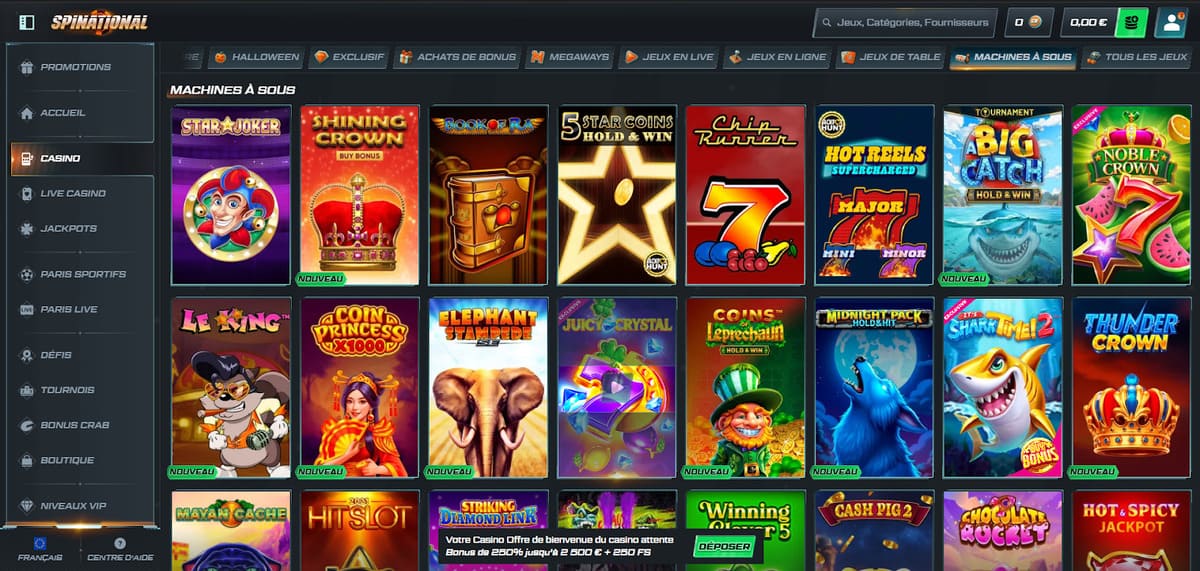 Machines à sous Spinational Casino