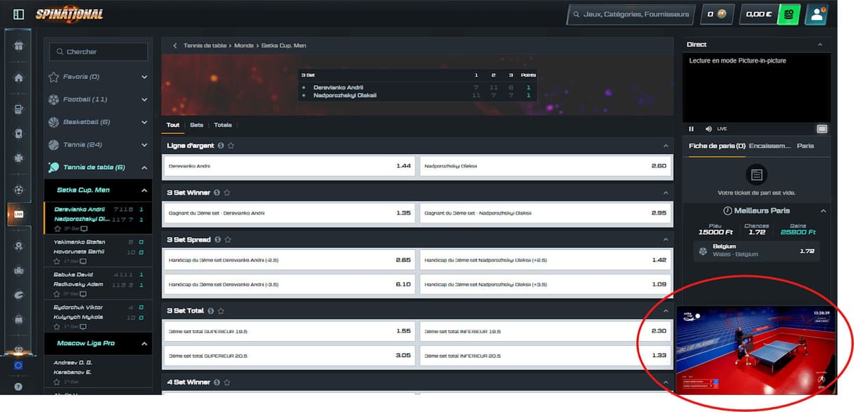 Paris en live Spinational Casino