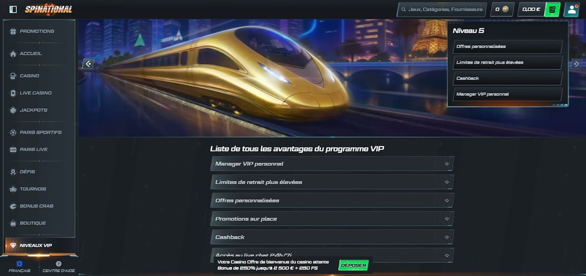 Programme VIP Spinational Casino