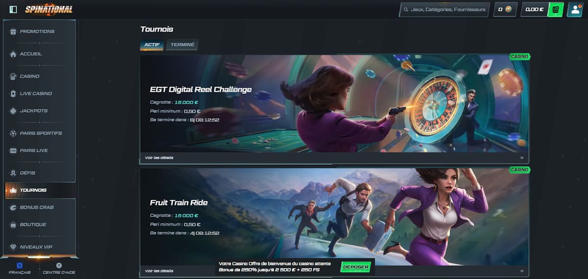 Tournois Spinational Casino