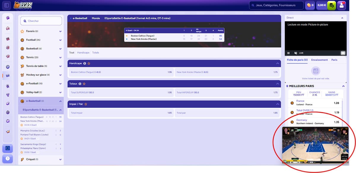 Paris en direct Spinbara Casino