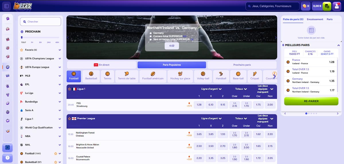 Paris sportifs Spinbara Casino
