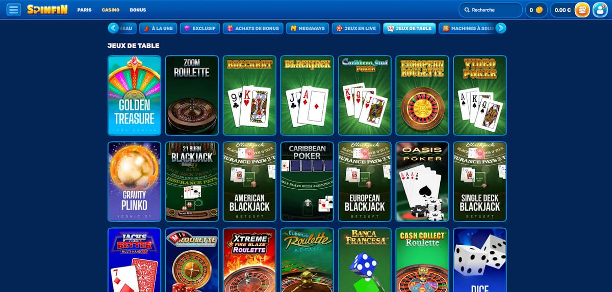 Jeux de table Spin Aura Casino