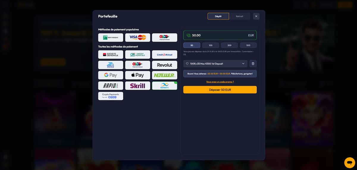 Dépôt Spinhub Casino