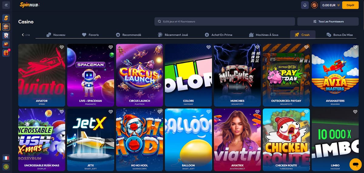 Mini jeux Spinhub Casino