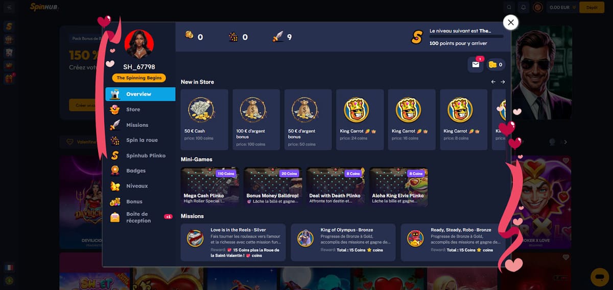 Rewards club Spinhub Casino