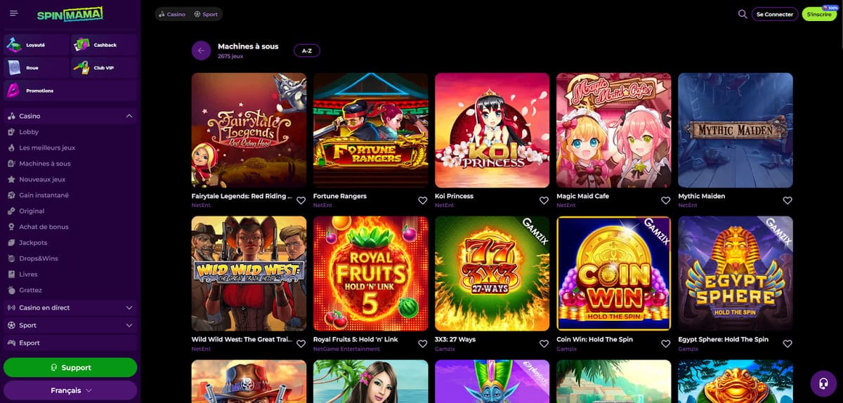 Machines à sous SpinMama Casino