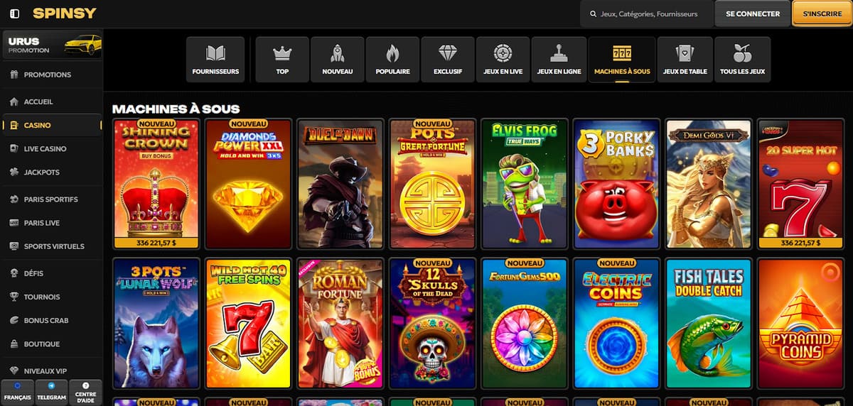 Machines à sous Spinsy Casino