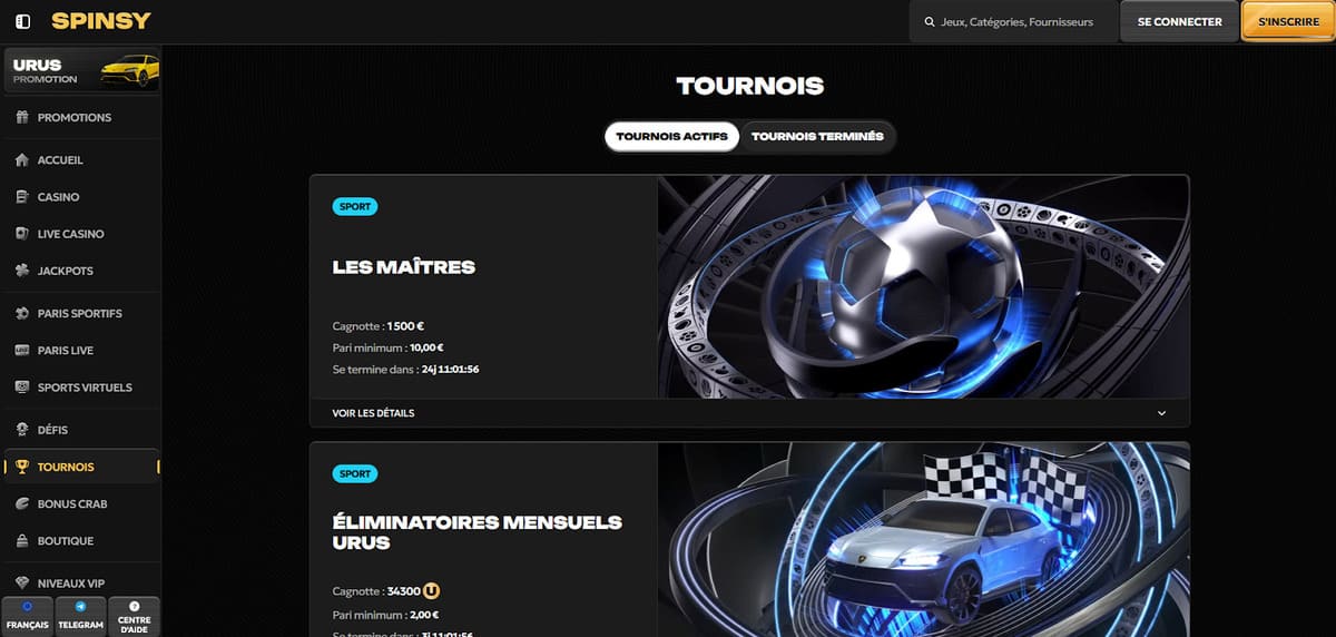 Tournois Spinsy Casino