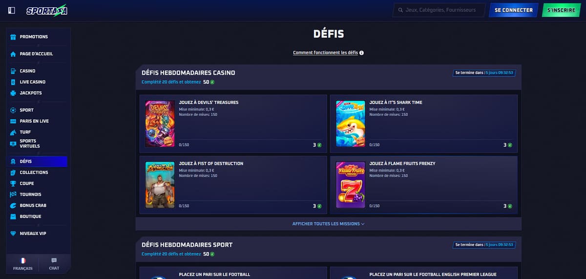 Défis Sportaza Casino