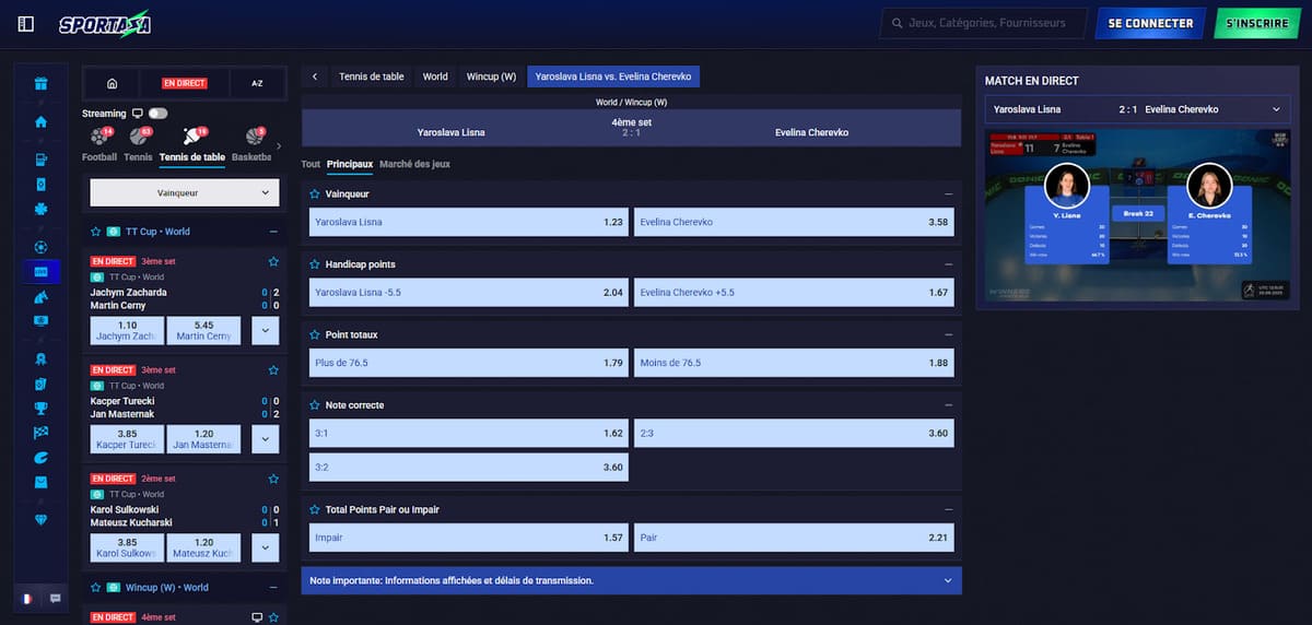 Paris en direct Sportaza Casino