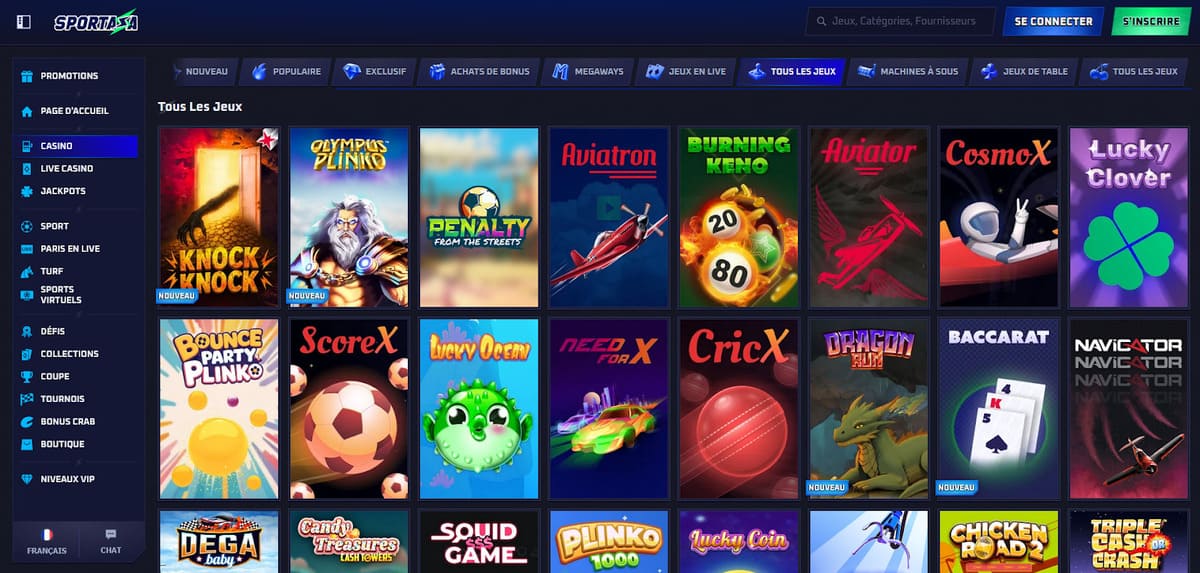 Tous les jeux Sportaza Casino