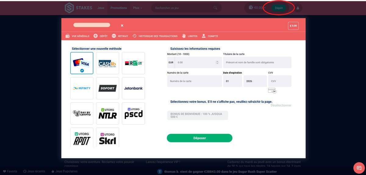 Dépôt Stakes Casino