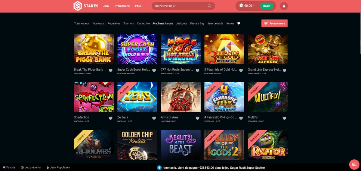 Machines à sous Stakes Casino