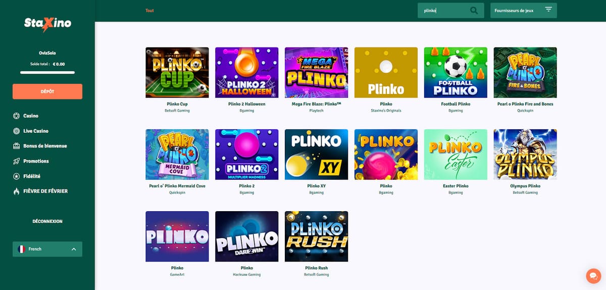 Autres jeux StaXino Casino