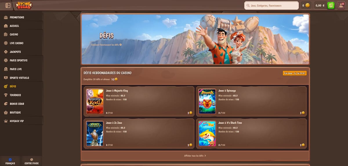 Défis Stone Vegas Casino