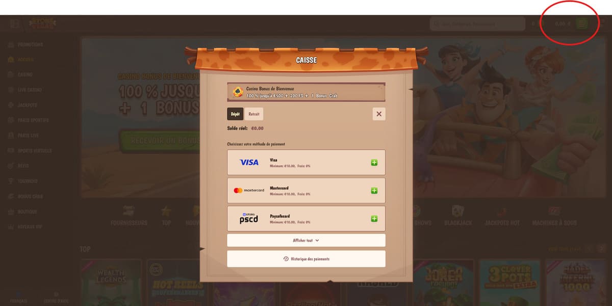 Dépôt Stone Vegas Casino