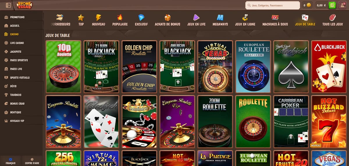 Jeux de table Stone Vegas Casino
