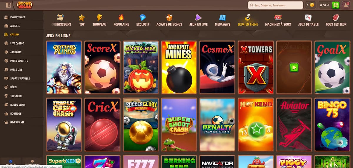 Jeux en ligne Stone Vegas Casino