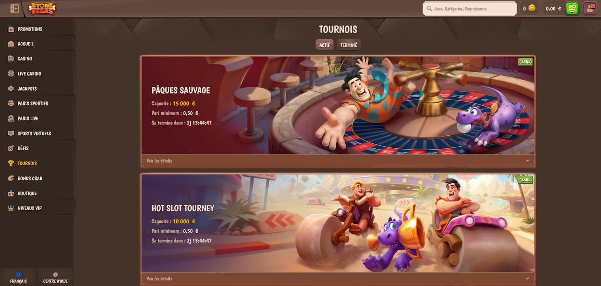 Tournois Stone Vegas Casino