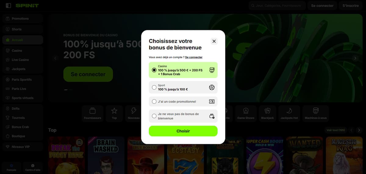 Inscription SpinIT Casino