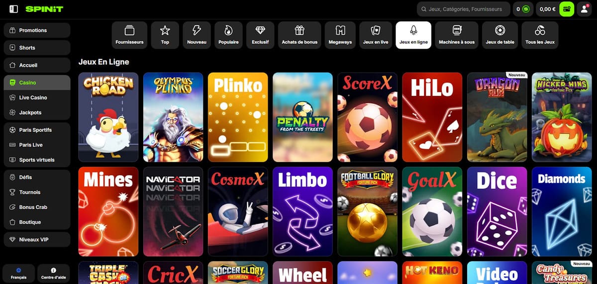 Jeux en ligne SpinIT Casino