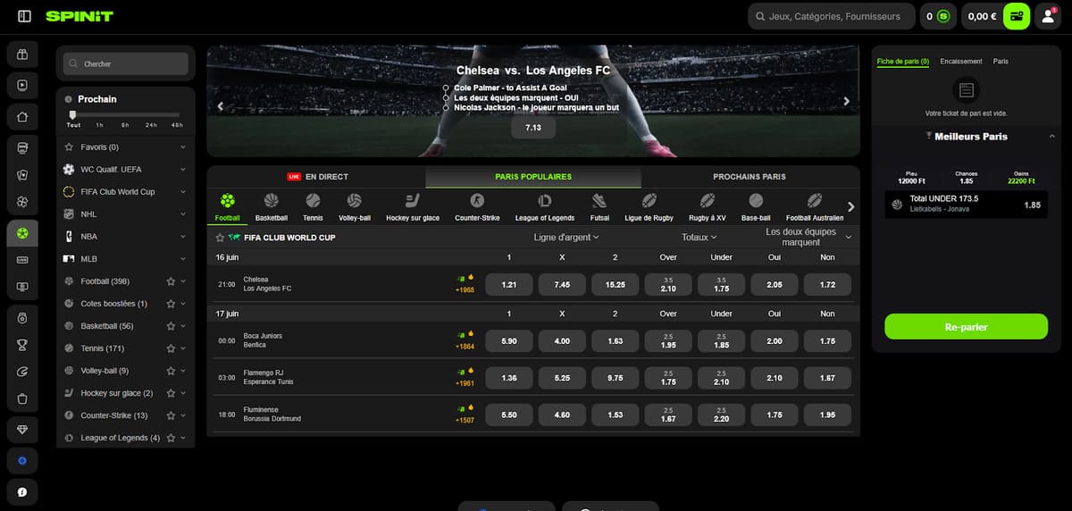 Paris sportifs SpinIT Casino