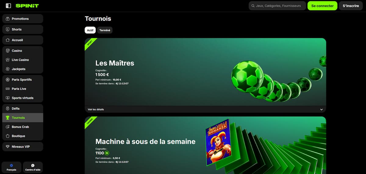 Tournois SpinIT Casino