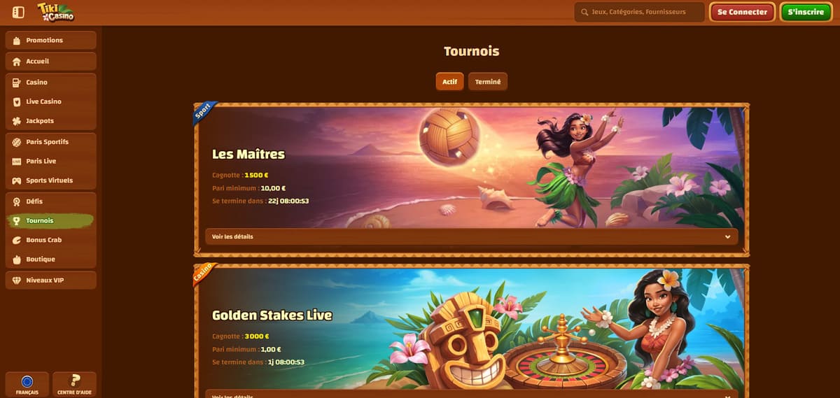 Changer navigateur Tiki Casino