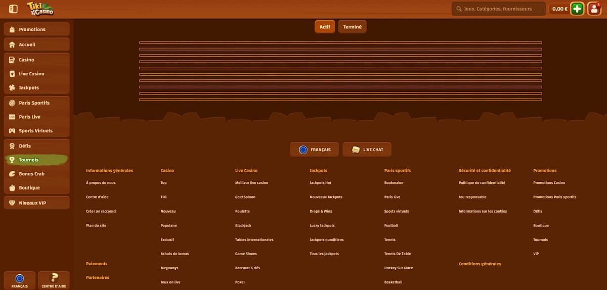 Tournois Tiki Casino