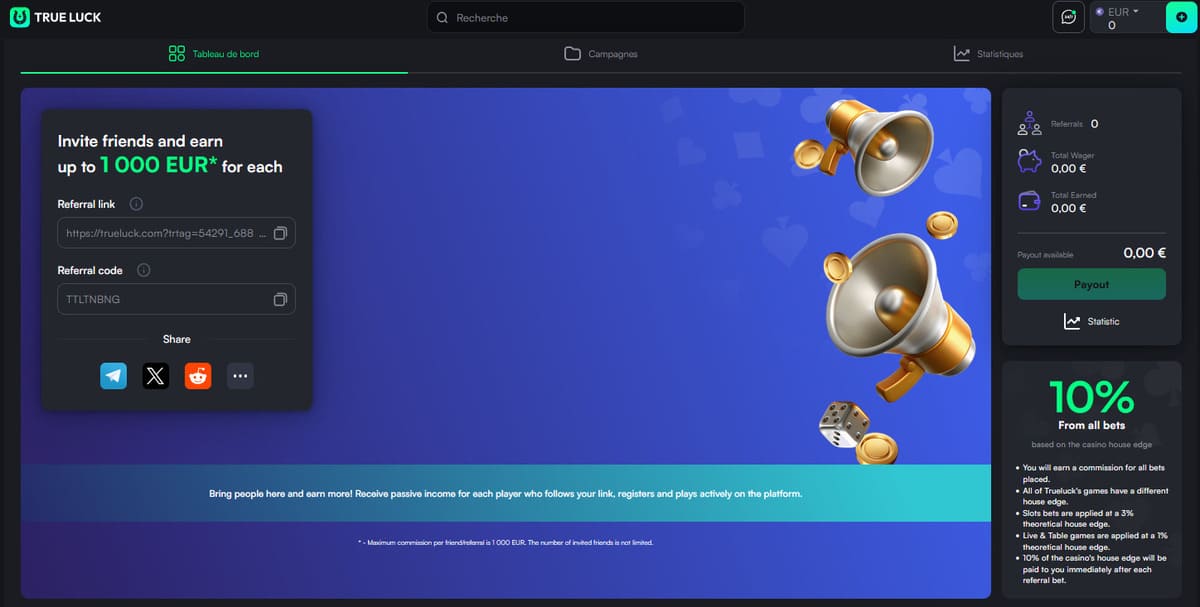 Parrainage TrueLuck Casino