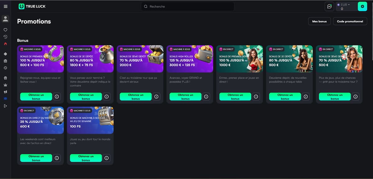 Promotions TrueLuck Casino