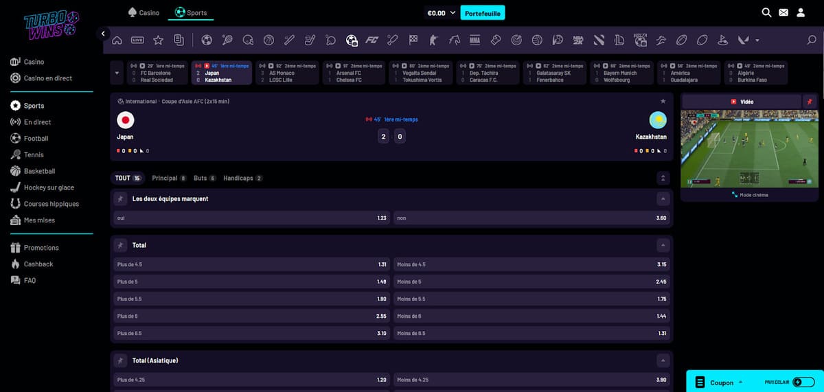 Paris sportifs Turbo Wins Casino